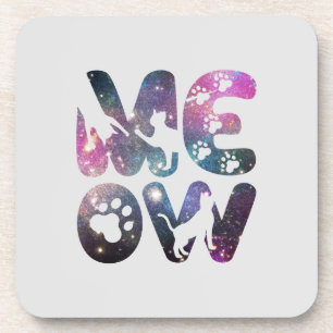 Meow - Niedliche CAT-Silhouetten und Paw-Prints Getränkeuntersetzer