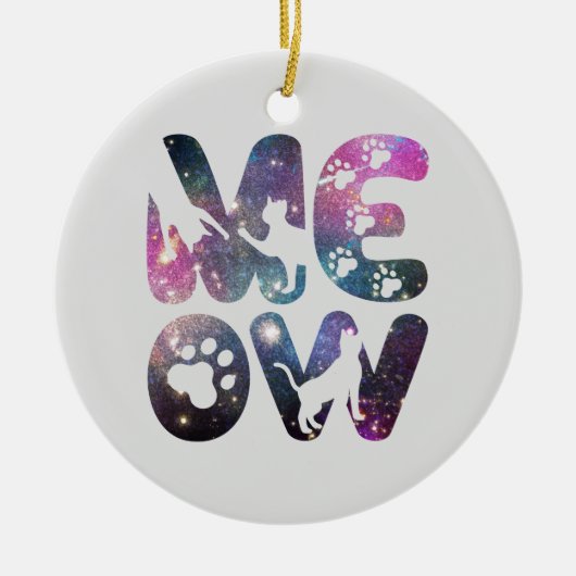 Meow - Niedliche CAT-Silhouetten und Paw-Prints Keramik Ornament (Vorne)