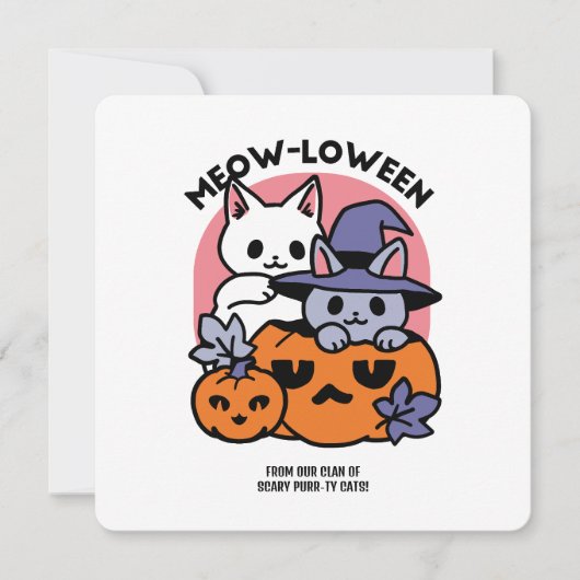 Meow - Niedliches Halloween Cat Design Feiertagskarte (Vorderseite)