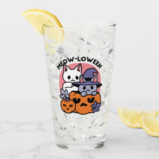 Meow - Niedliches Halloween Cat Design Glas (Vorderseite Ice)