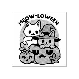 Meow - Niedliches Halloween Cat Design Gummistempel