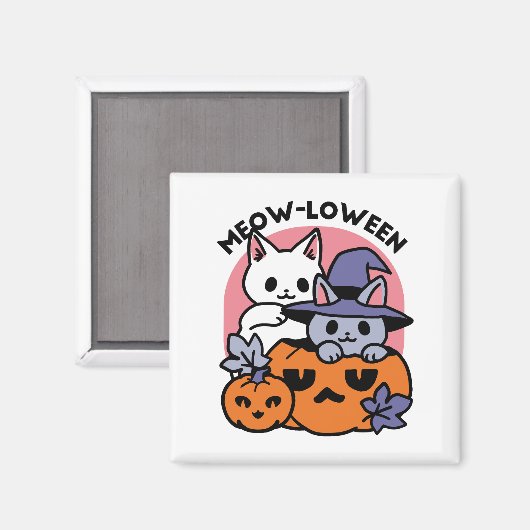 Meow - Niedliches Halloween Cat Design Magnet (Vorderseite/Rückseite)