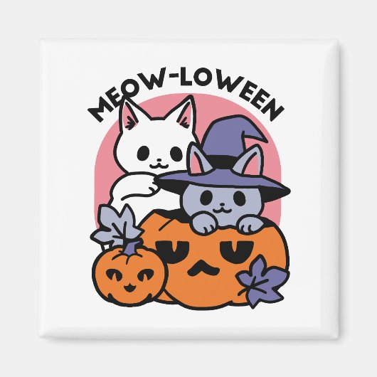 Meow - Niedliches Halloween Cat Design Magnet (Vorne)