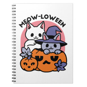 Meow - Niedliches Halloween Cat Design Notizblock