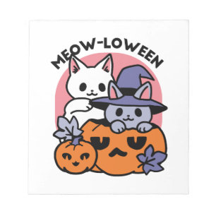 Meow - Niedliches Halloween Cat Design Notizblock