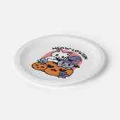Meow - Niedliches Halloween Cat Design Pappteller (Schrägansicht)