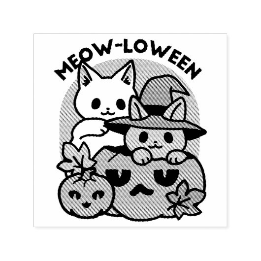Meow - Niedliches Halloween Cat Design Permastempel (Design)