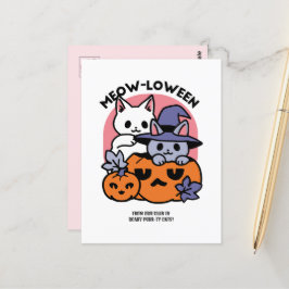Meow - Niedliches Halloween Cat Design Postkarte