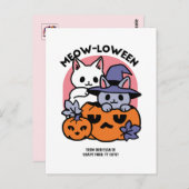 Meow - Niedliches Halloween Cat Design Postkarte (Vorne/Hinten)