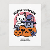 Meow - Niedliches Halloween Cat Design Postkarte (Vorderseite)