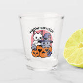 Meow - Niedliches Halloween Cat Design Schnapsglas (Vorderseite)