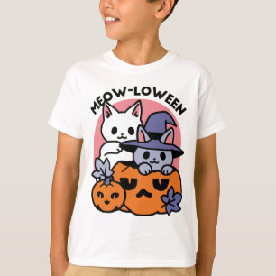 Meow - Niedliches Halloween Cat Design T-Shirt