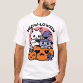 Meow - Niedliches Halloween Cat Design T-Shirt (Vorderseite)