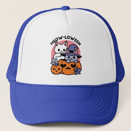 Meow - Niedliches Halloween Cat Design Truckerkappe (Vorderseite)