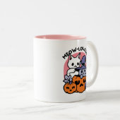 Meow - Niedliches Halloween Cat Design Zweifarbige Tasse (VorderseiteRechts)