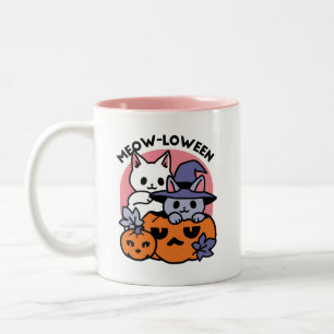 Meow - Niedliches Halloween Cat Design Zweifarbige Tasse