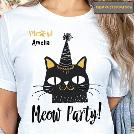 Meow Party-Funny Black Cat Birthday-Niedlich Paw M T-Shirt
