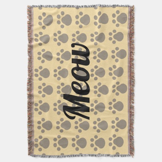 Meow, Paw Prints Decke (Vorderseite Vertikal)