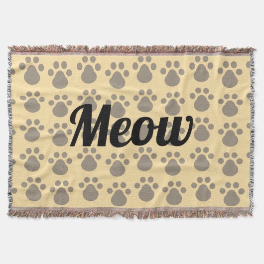 Meow, Paw Prints Decke (Vorderseite)