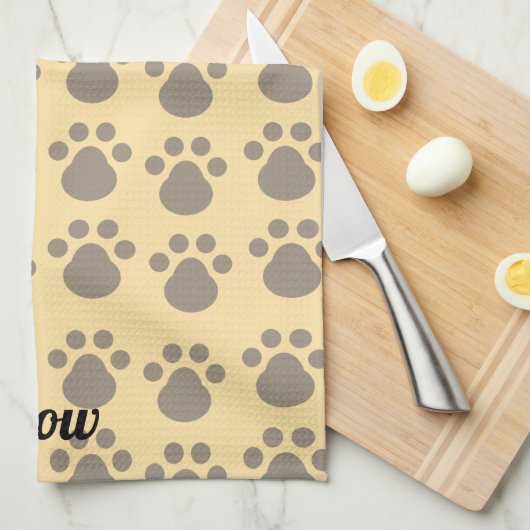Meow, Paw Prints Geschirrtuch (Viertel Falte)