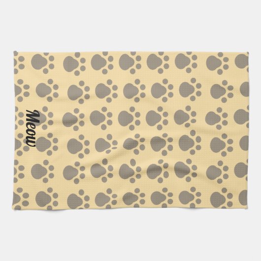 Meow, Paw Prints Geschirrtuch (Horizontal)