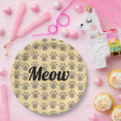 Meow, Paw Prints Pappteller (Party)