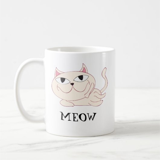 MEOW: Pink Cat Chillin' Coffee Tasse (Links)