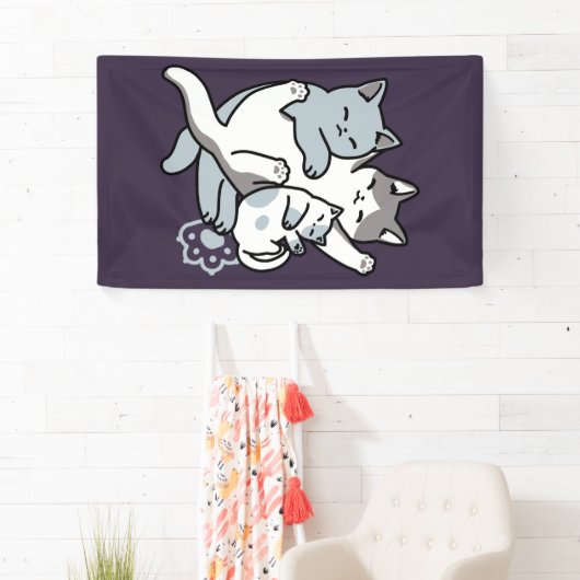 Meow Pounce Snuggle - Niedliche schlafende Katzen Banner (Insitu)