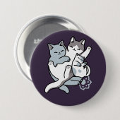 Meow Pounce Snuggle - Niedliche schlafende Katzen Button (Vorne & Hinten)