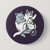 Meow Pounce Snuggle - Niedliche schlafende Katzen Button (Vorderseite)