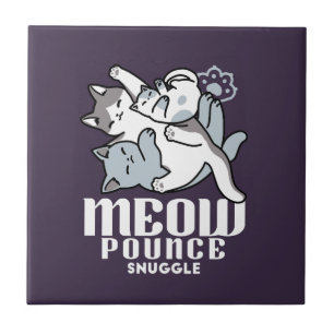 Meow Pounce Snuggle - Niedliche schlafende Katzen Fliese