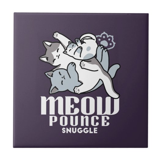 Meow Pounce Snuggle - Niedliche schlafende Katzen Fliese (Vorderseite)