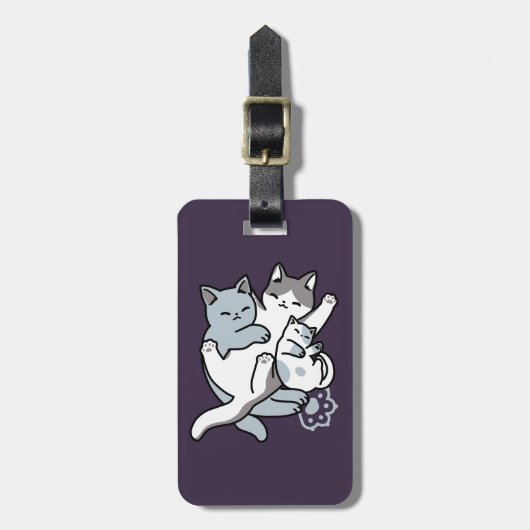 Meow Pounce Snuggle - Niedliche schlafende Katzen Gepäckanhänger (Vorderseite vertikal)