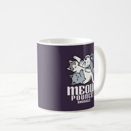 Meow Pounce Snuggle - Niedliche schlafende Katzen Kaffeetasse (VorderseiteRechts)