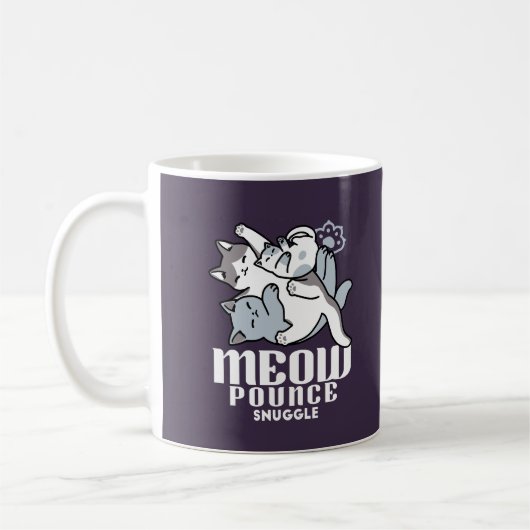 Meow Pounce Snuggle - Niedliche schlafende Katzen Kaffeetasse (Links)