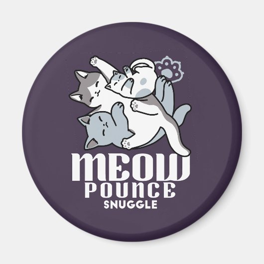 Meow Pounce Snuggle - Niedliche schlafende Katzen Magnet (Vorne)