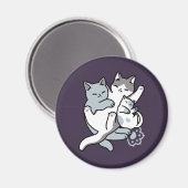 Meow Pounce Snuggle - Niedliche schlafende Katzen Magnet (Vorderseite/Rückseite)