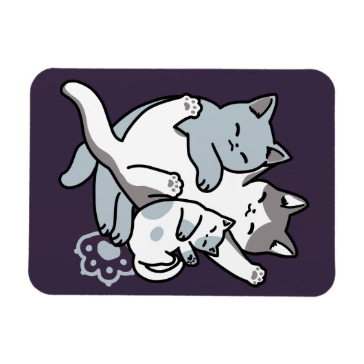 Meow Pounce Snuggle - Niedliche schlafende Katzen Magnet (Horizontal)