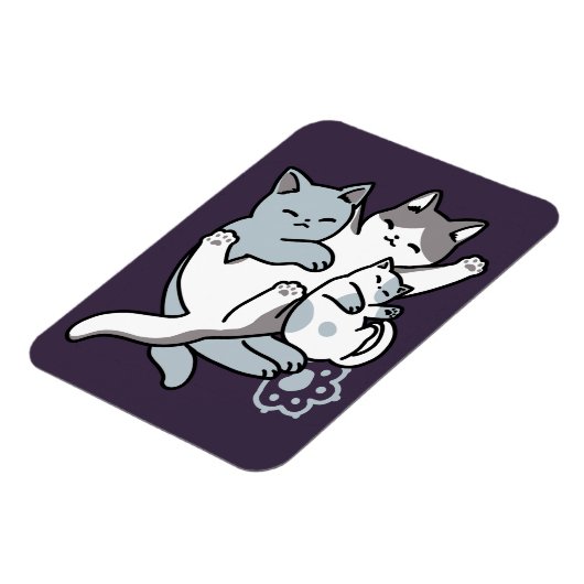 Meow Pounce Snuggle - Niedliche schlafende Katzen Magnet (Linke Seite)
