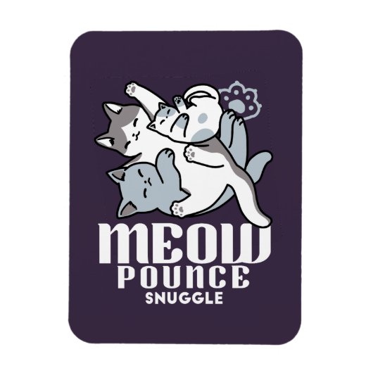 Meow Pounce Snuggle - Niedliche schlafende Katzen Magnet (Vertikal)