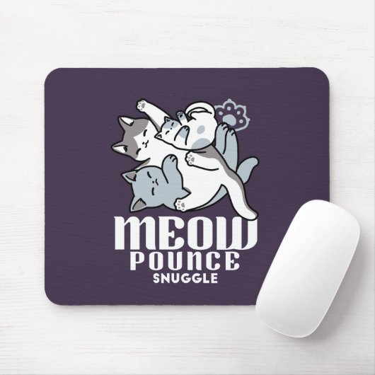 Meow Pounce Snuggle - Niedliche schlafende Katzen Mousepad (Mit Mouse)