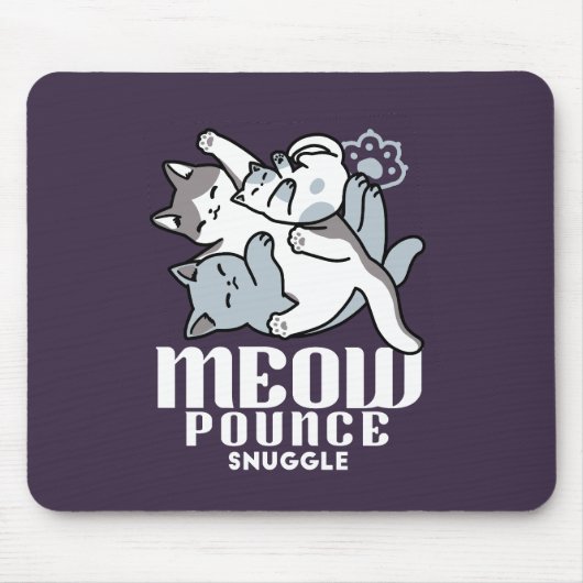 Meow Pounce Snuggle - Niedliche schlafende Katzen Mousepad (Vorne)