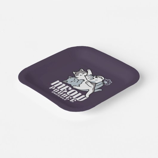Meow Pounce Snuggle - Niedliche schlafende Katzen Pappteller (Gewinkelt)