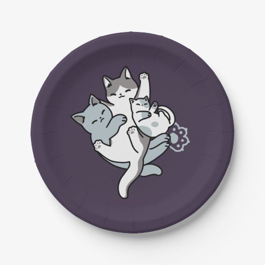 Meow Pounce Snuggle - Niedliche schlafende Katzen Pappteller (Vorderseite)