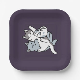 Meow Pounce Snuggle - Niedliche schlafende Katzen Pappteller