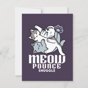 Meow Pounce Snuggle - Niedliche schlafende Katzen Postkarte