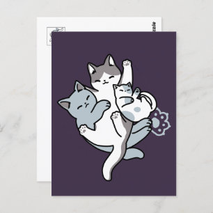 Meow Pounce Snuggle - Niedliche schlafende Katzen Postkarte
