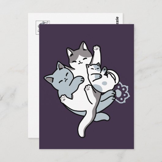 Meow Pounce Snuggle - Niedliche schlafende Katzen Postkarte (Vorne/Hinten)
