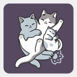 Meow Pounce Snuggle - Niedliche schlafende Katzen Quadratischer Aufkleber