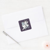 Meow Pounce Snuggle - Niedliche schlafende Katzen Quadratischer Aufkleber (Umschlag)